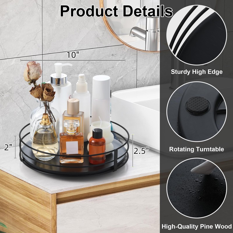 10 Inch 360° Rotating Perfume Tray, Perfume Holder Organizer, Turntable