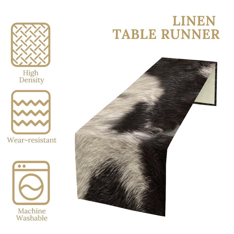 FengMingRui Cowhide Table Runner Black and White Milk Cow Western