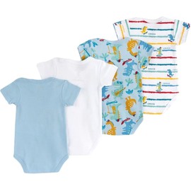 Chicco Unisex Baby Set Short Sleeve Cotton Bodysuits (Pack of 4), White - Azure Blue