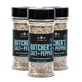 The Spice Lab No. 61 - Premium Gourmet Butcher's Salt & Pepper Blend - Kosher Gluten Free All Natural Brand - 5.9oz. Shaker Jar - 3 Pack