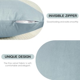 JOTOM Soft Velvet Decorative Throw Pillow Covers 50x50 cm Solid Cushion Covers 20x20 Inch Cushion Case Square Pillow Cases for Couch Sofa Living Room Bedroom Home Decor Set of 2 (Light Blue)