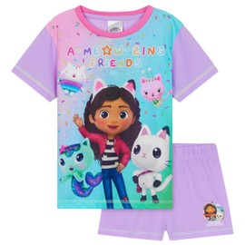Gabby's Dollhouse Girls Short Pyjamas Set, Breathable Loungewear - Girls Gifts (Purple/Multi, 4-5 Years)