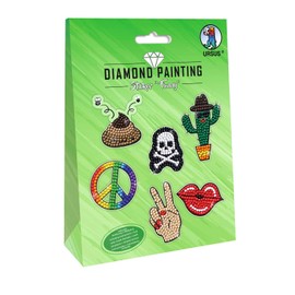 Ursus 43500003 Diamond Painting Funny, Stickers with Sparkling Diamonds, Set of 2 Sticker Sheets in Various Designs, Diamond Stones, Picker, Wax and Bowl, Includes Instructions (English language not