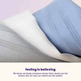 Sheets & Giggles 100% Eucalyptus Lyocell Sheet Set - All-Season, Responsibly Made, Naturally Cooling, Super Soft, Moisture-Wicking, Temperature Balancing, Vegan - Full, White Stripe