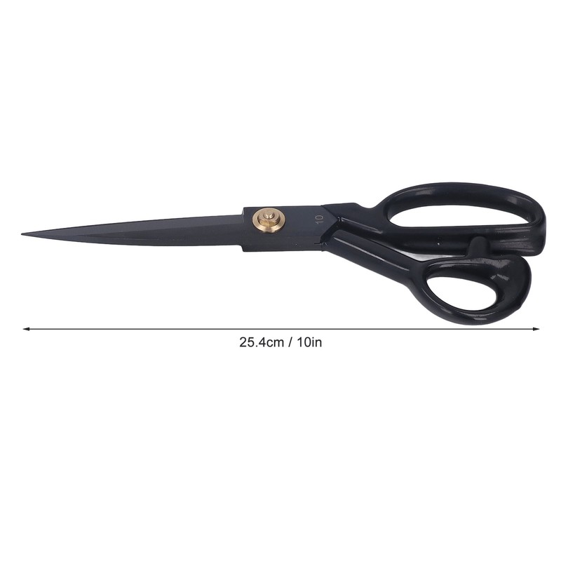 Sewing Scissors 10in Black High Manganese Steel Iron Ergonomic Curved