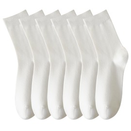 MAGIARTE Mens Crew Socks Anti-pilling Cotton Moisture Wicking Breathable Dress Socks for Men 6-Pack (White M)