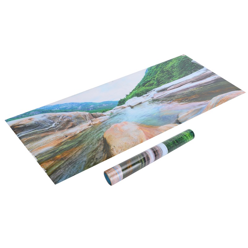 PVC Mountain Interval Rivers Fish Tanks Wallpaper Aquarium Background Poster