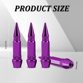 QZTYTY 4PCS 60mm Spiked Aluminum Stem Valve Caps, Tire Valve Caps, Dustproof Tire Wheel Stem Caps, Universal Tire Air Cap Car Accessories Compatible with Cars, SUVs,Trucks Bicycles (Purple, 60mm)