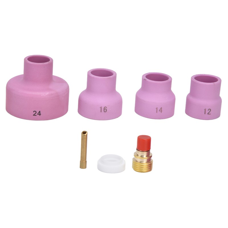 7Pcs TIG Gas Lens Kit Ceramic Cup Electrode Holder Connector
