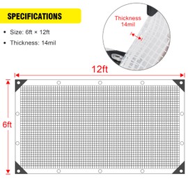 Clear Greenhouse Heavy Duty tarp 14 Mil Clear Waterproof Cover,UV Resistant Poly Tarp with Grommets 6 x12ft Superior Strength,for Gardening, Farming, Nursery, Garden