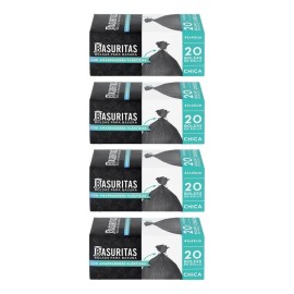 80 Bolsas De Basura Chicas Basuritas, 41x45cm, Pack 4x20                                                                                              