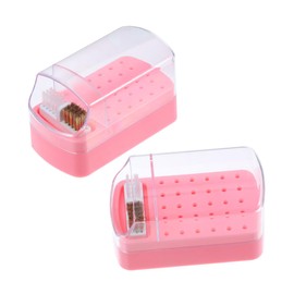 FOMIYES 2pcs Nail Drill Bit Storage Box Compact Organizer for Manicure Tools Holder Cleaning Brush for Professional and Home Use