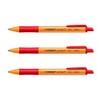 STABILO Pack of 3 Retractable Ballpoint Pens 0.5mm Line Red