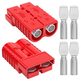 Hilictokt Anderson Connector 350A, 2/0 AWG Battery Quick Connect 12V-36V Anderson Plug Winch Wiring Kit for Winch, RV, Truck & Marine Applications (2 Pack) -RED