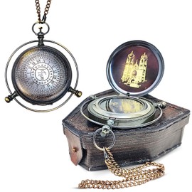 Antique Brass Sundial Compass - Unique Sundial Clock in Leather Case 25th, 20th Wedding Gift for Husband or Wife | Sun Clock Ship Replica