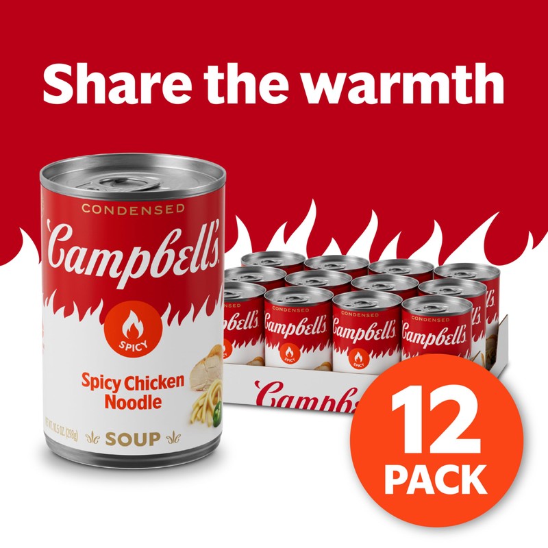 Campbell’s Condensed Spicy Chicken Noodle Soup, 10.5 oz Can (Pack