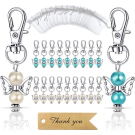 MOVINPE 20pcs Angel Favor Keychains Plus Organza Bags Plus Thank You Kraft Tags, Guest Return Favors for Baby Shower, Bridal Shower, Wedding Charm, Party Favors(Mix Color 20pcs)