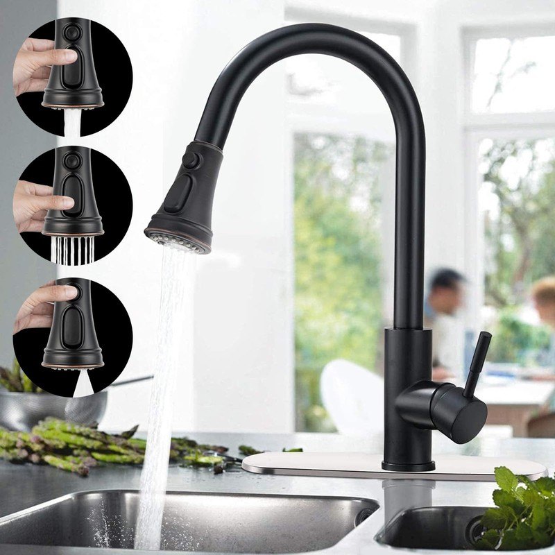 iFealClear Universal Pull Down Kitchen Faucet Spray Head, Three Function