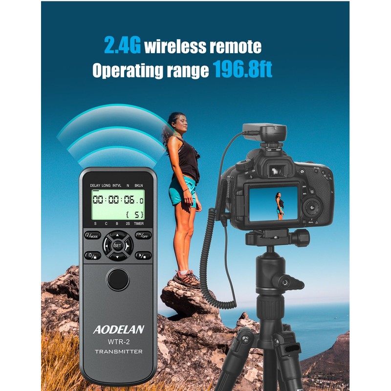 AODELAN Wireless Remote Control Shutter Release for Nikon, Timer Shutter