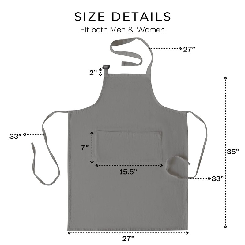 Chef Aprons for Women Men 35x27 Inches Plain Cotton Apron