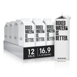 Boxed Water 16.9 oz. (12 Pack) – Purified Drinking Water in Plant-Based Cartons – BPA-Free, Refillable, Reusable – More Sustainable than Premium Plastic Bottled Water
