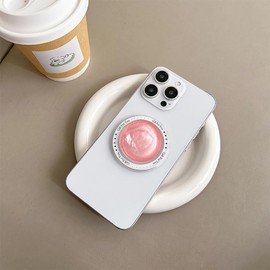 TTPSRY Magnetic Phone Grip Stand Glitter Stylish Crystal Ball Retractable Airbag Cushion Holder Removable With Magnetic Ring Suitable for Girls Smartphones Decor Gifts(Red)