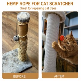 Sisal Rope for Cat Scratcher Hemp Twine Rope for for Scratching Post Tree Replacement, Hemp Rope for Repairing, Recovering or DIY,4mm by164 Feet