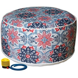 Kozyard Inflatable Ottoman Stool - Portable Round Pouf for Indoor/Outdoor Use - Perfect Small Foot Rest or Seating for Kids and Adults - Ideal for Camping or Home (Affinity)