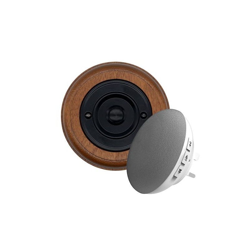 Modern Living Round Wireless Doorbell in Mahogany and Black -