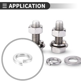 Motoforti Universal Spring Lock Washer Split Lock Washer for M6 Screws, 6.2mm ID 8.1mm OD 2mm Thickness, Durable, Stainless Steel, Silver Tone, 10 Pcs