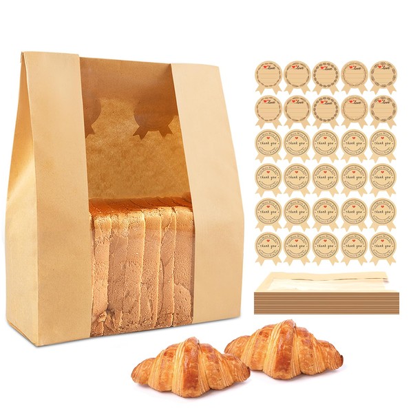 KEQ KEQ Bread Bags for Homemade Bread-Paper Bread Bag with