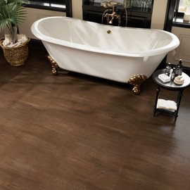 VaryStyle 6-Sheet Vinyl Flooring Brown Walnut Wood Floor Tiles Peel and Stick Waterproof Bathroom Flooring Tiles Self Adhesive Stick on Floor 12"x12" Sticky Tiles for Floor Basement Kitchen Flooring