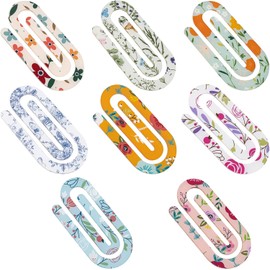 Framendino, paquete de 8 clips de papel acrílico con flores gigantes, multicolor para papel de oficina, marcapáginas de regalo, amantes de los libros
