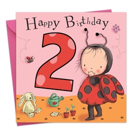 Twizler 2nd Birthday Card For Girl with Ladybird – Age 2 Birthday Card – Age 2 Card – Age 2 Girls Gifts – Childrens Birthday Card – Girls Birthday Card – Happy Birthday Card