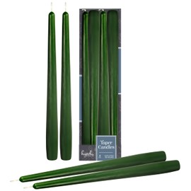 Hyoola Tall Taper Candles - 12 Inch Hunter Green Unscented Dripless Taper Candles - 10 Hour Burn Time - 4 Pack