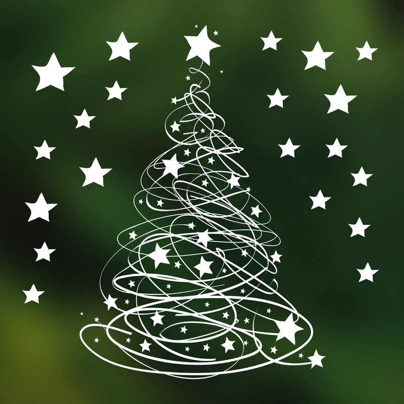Christmas Window Stickers - Swishy Tree Christmas Window Cling Decoration