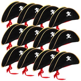 Hsei 12 Pcs Pirate Hat Pirate Costume Party Hats Skull Print for Masquerade Cosplay, Funny Party Supplies, Fancy Dress Favors