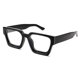 GLARDEFE Blue Light Glasses for Women - Computer Glasses 99% Blue Light Blocking - Fashion Rectangle TR90 Frame Eyeglasses(Black)