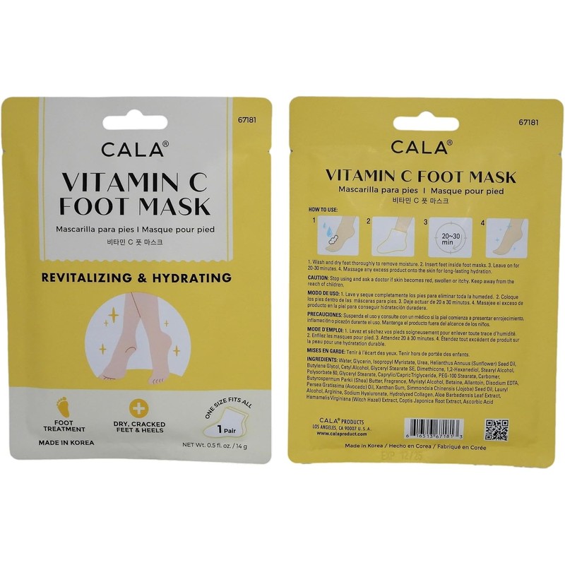 CALA - botínes/máscaras para pies hidratantes con vitamina C (paquete