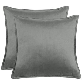 PiccoCasa Decorative Velvet Soft Cushion Covers Pack of 2, Square Solid Throw Pillow Covers for Sofa Couch Bedroom - 50x50cm/20x20 Inches Hidden Zipper Cushion Covers Grey