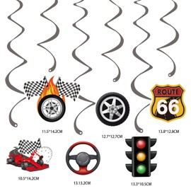 Zorpex Racing Birthday Decorations, Car F1 Themed Happy Birthday Banner, Boy Girl Funny Party Supplies with Banner and Hanging Swirl