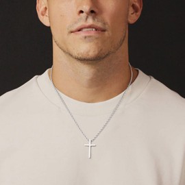 LUXEJEW Gold Cross Necklace for Men, Stainless Steel Gold Cross Chain Pendant Necklace for Men Women Mens Cross Necklaces Cross Chain Necklace for Men Jewelry Gift Rope Link Chain 16 Inches