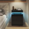 oneinmil Nightstand Set of 2, LED Nightstand with One Cabinet,