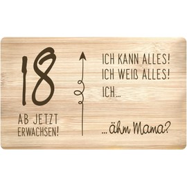 Tassenbrennerei Breakfast Board – 18 Adults from Now – Gift for Birthday – Real Wood Made in Germany – Board Funny Birthday Gift