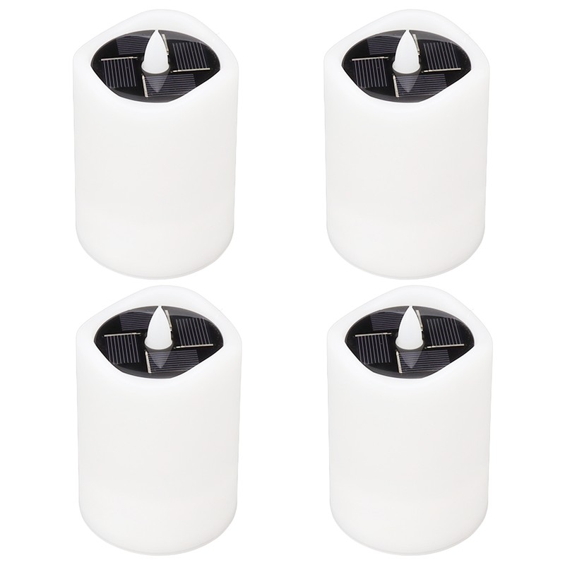 4Pcs Solar Powered LED Candle Light Yellow Flicker Tea Lamp