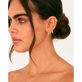 PAVOI 18K Rose Gold 925 Sterling Silver Post Hoop Earrings for Women | Thin Small Gold Huggie Hoop Earrings | 3 Pairs Gold Hoop Earring Pack