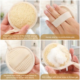 6 púas de esponjas exfoliantes para la cara, esponja limpiadora facial natural Luffa