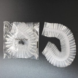 Disposable Shower Caps, Transparent, Pack of 100, Plastic Shower Caps, Waterproof Hair Cap for Spa, Travel, Home Use, Hotel and Hairdressing Salon, Individually Pack