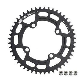BESNIN Chainring 104 BCD Chainring 30T 32T 34T 36T 38T 40T 42T 44T 46T 48T 50T 52T Narrow Wide Tooth Round Chainring for 7/8/9/10/11/12 Speed MTB BMX Road Bike (Black, Round 48T)