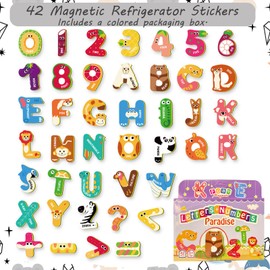 42 Pcs Fridge Magnets for Kids, Alphabet Magnets for Fridge, Magnetic Letters and Numbers for Children- Abc, Spelling, Math Learning Toys